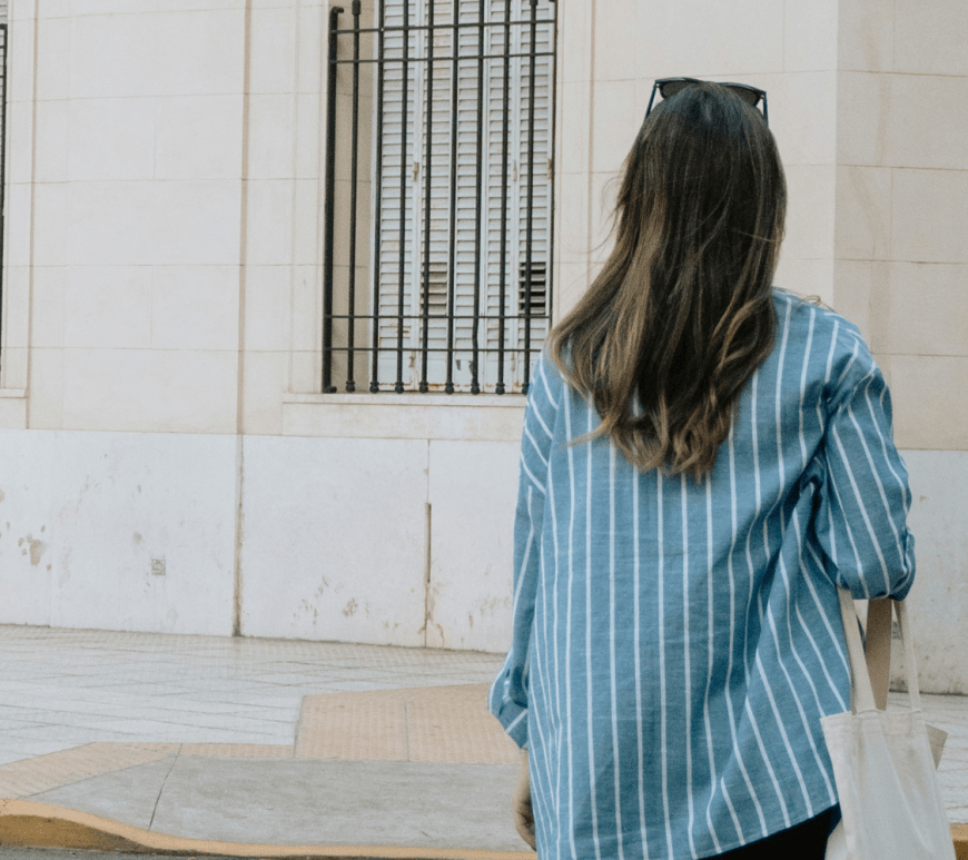 woman walking in Europe