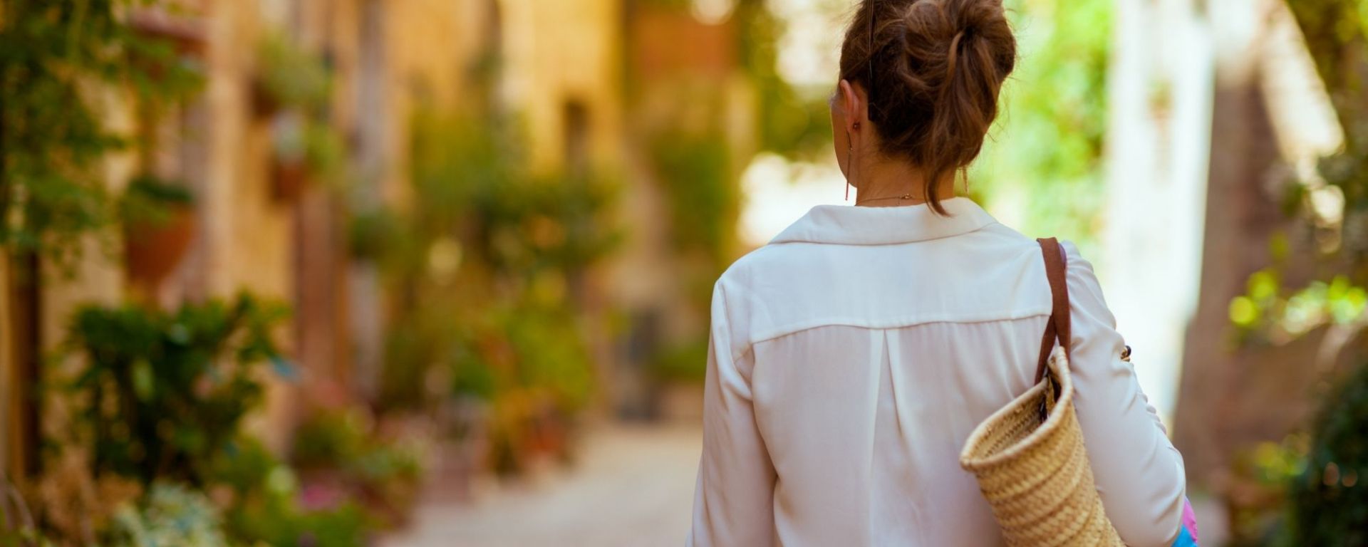 Woman walking in the Summer in Europe