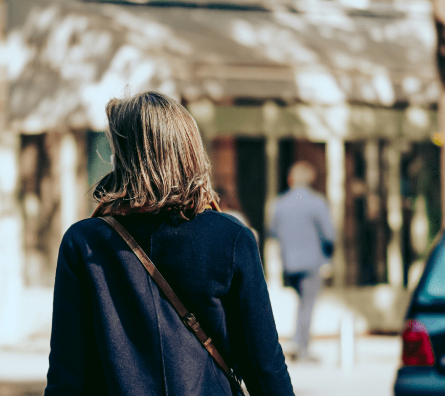woman walking in europe