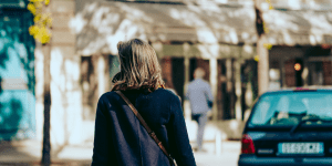 woman walking in europe